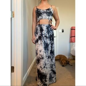 Wishlist black/white tie dye maxi dress (small)